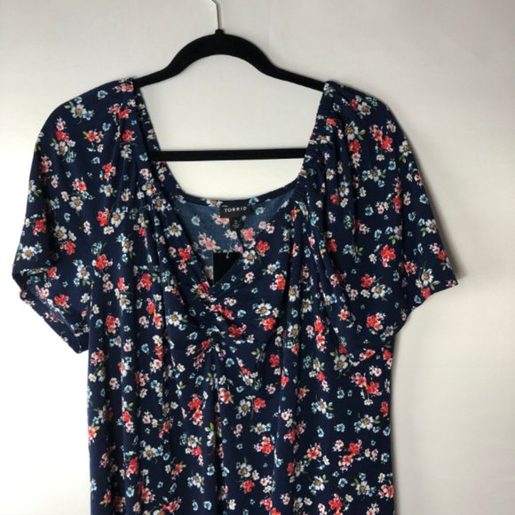 NWT Torrid Navy Floral Crepe Off Shoulder Dress - Picture 5 of 7